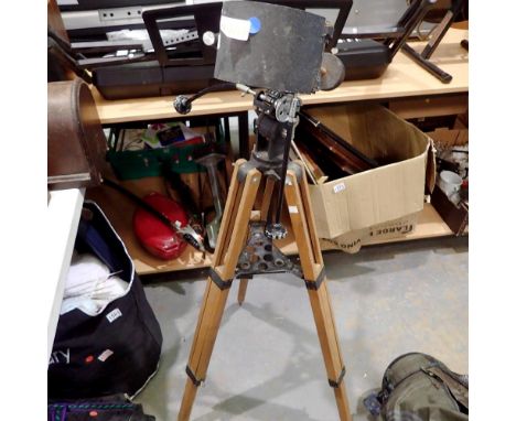Large wood and metal, weighted, adjustable telescope stand, H: 125cm. Not available for in-house P&amp;P