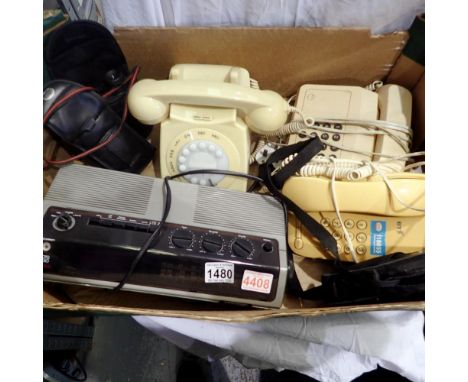 Mixed collection of items, including vintage telephone, alarm clock and camera's. Not available for in-house P&amp;P