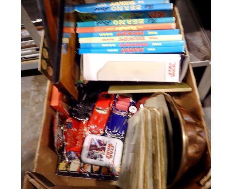 Box of mixed items to include die cast cars &amp; children annuals. Not available for in-house P&amp;P 
