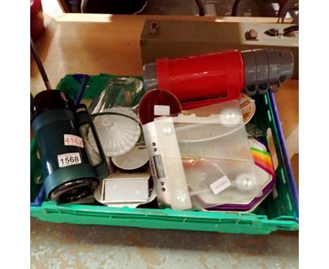 Mixed lot of household items and ceramics, including Salter scales and a Thermos flask. Not available for in-house P&amp;P