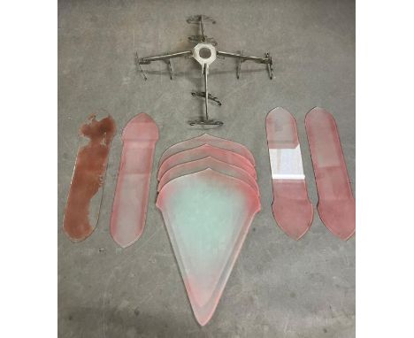 A vintage faery light fitting with glazed glass 