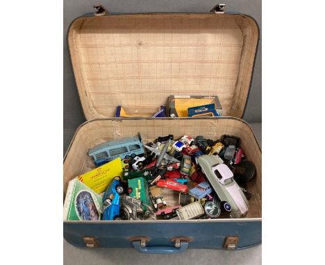 A mixed selection of vintage model cars, aeroplanes and other toy ephemera 