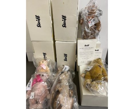 Six Steiff Bears boxed some limited edition including Help for Heroes.