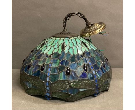 A Tiffany style ceiling lamp.