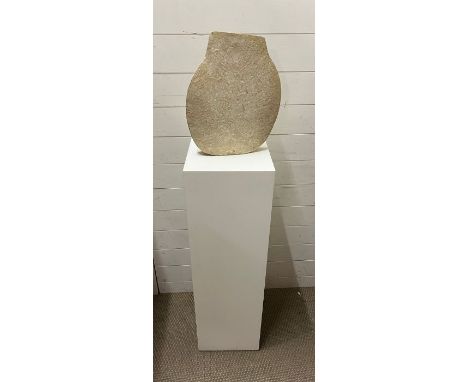 A sculpture ceramic vase by Paul Philip on a white column