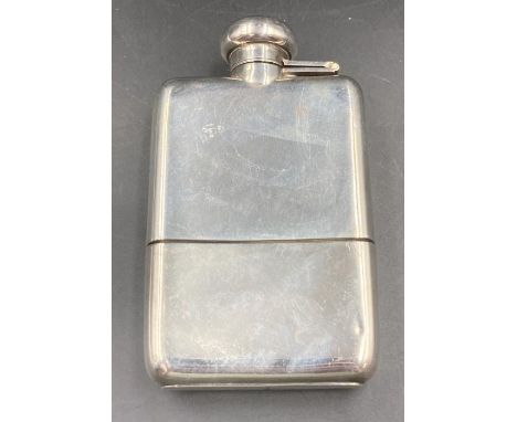 A silver hip flask, hallmarked for Sheffield by William Hutton &amp; Sons Ltd 1914