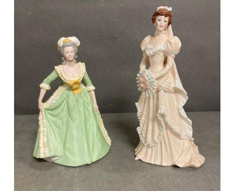 Two china figures Marie Antoinette by Franklin Porcelain and Amelia by Pauline Parsons.