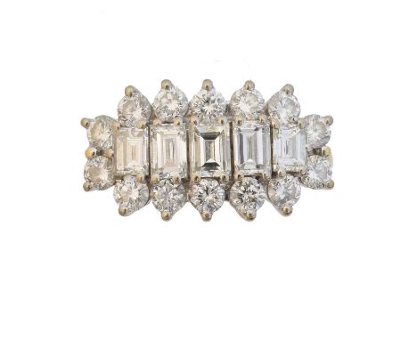 An 18ct gold diamond cluster ring by Cropp &amp; Farr, An 18ct gold diamond cluster ring by Cropp &amp; Farr, the rectangular