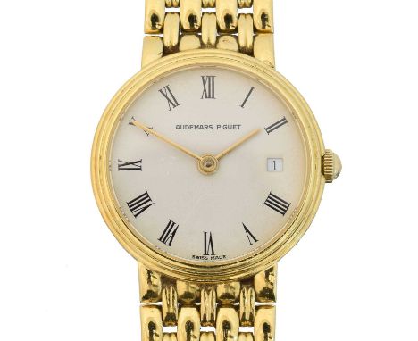 An 18ct gold Audemars Piguet quartz wristwatch, An 18ct gold Audemars Piguet quartz wristwatch, no. C43304, the circular sign
