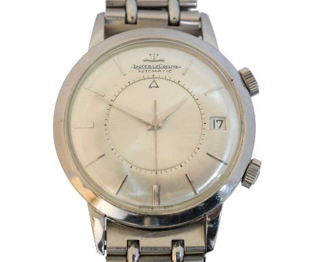A stainless steel Jaeger LeCoultre Memovox wristwatch,  A stainless steel Jaeger LeCoultre Memovox wristwatch, the circular s