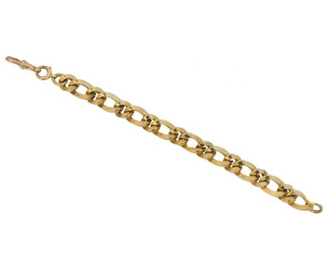 A 9ct gold bracelet,  A 9ct gold bracelet, the flat fancy curb link chain with spring clasp, hallmarks for Birmingham, length