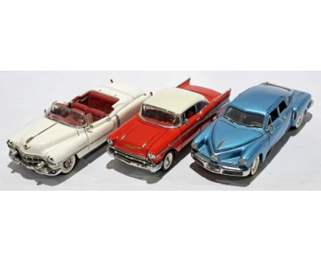 Franklin Mint, an unboxed 1:24 scale American car group, to include 1953 Cadillac Eldorado, 1957 Chevrolet Bel-Air, 1968 Tuck