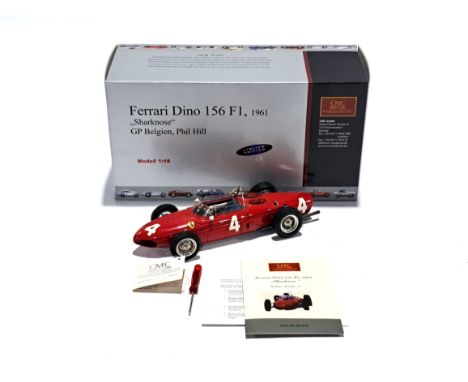 CMC 1:18 scale M-070 Ferrari Dino 156 F1 (1961) "Sharknose" GP Belgien, Phil Hill, Excellent, includes dusting cloth, accesso