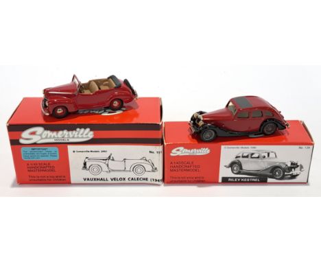 Somerville Models, a boxed 1:43 scale pair, conditions generally appear to be Fair Plus (Riley Kestrel, part of front bumper 