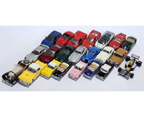 Bburago, Revell, Maisto & similar, an unboxed mostly 1:24 scale vehicle group, to include Jaguar XJ220, Bugatti Atlantic 1937