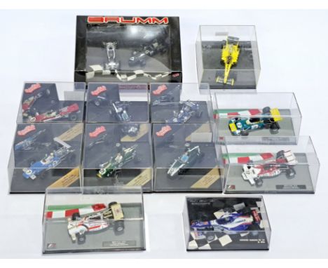 Brumm, Quartzo &amp; similar, a boxed racing car group. Conditions generally appear to be Good to Excellent in Good boxes and