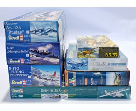 Heller, Italeri, Revell &amp; similar, a boxed 1/144 and 1/72 scale Aircraft unmade plastic model kit group, to include Revel