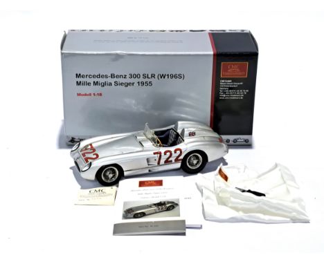 CMC 1:18 scale M-066 Mercedes-Benz 300 SLR (W196S) Mille Miglia Sieger 1955, Racing number 722, Excellent, includes accessory