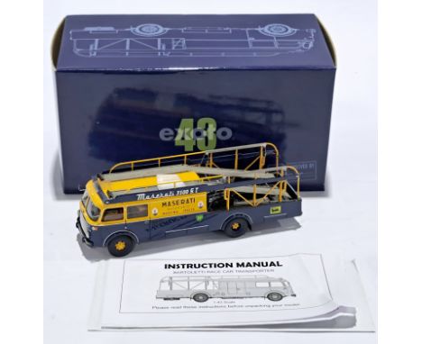 Exoto 1:43 scale EXO00019 Bartoletti Race Car Transporter "Maserati 3500 GT". Although unchecked for completeness, condition 