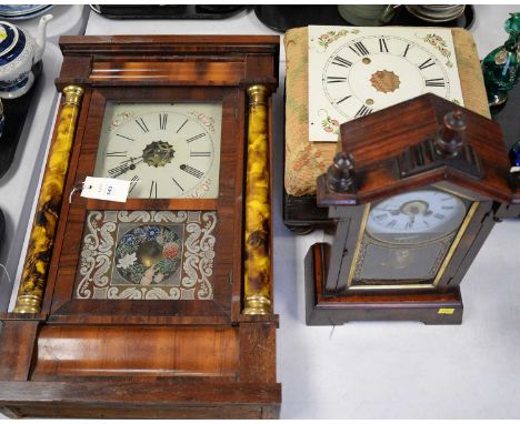 A 20th Century wall clock by E.N. Welch, label to interior of glazed panel door, in mahogany case with marbled twin pillar de