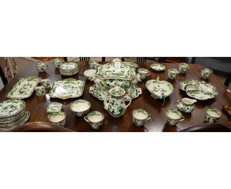 A Masons 'Chartreuse' pattern part dinner and tea service, including: teapot, twin-handled lidded tureen and stand with ladle