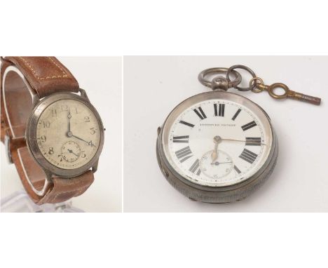 A silver cased open faced pocket watch, the white enamel roman dial with subsidiary seconds aperture, the movement by Holpern