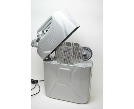 A contemporary cast metal novelty table lamp, in the form of a lighter, 65cms high. 