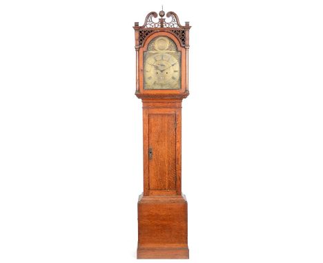 Robert Dalgleish, Falkirk: a 19th Century Scottish oak longcase clock, the brass dial with roman hours and arabic minutes, a 