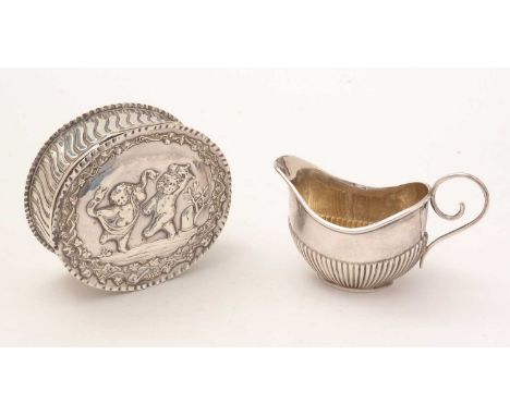 A Victorian silver trinket box, maker's mark rubbed, Birmingham, 1892, and a late Victorian miniature silver jug, 4.2ozs gros