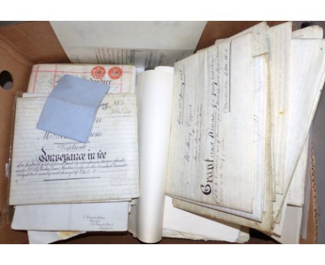 A selection of 19th century and later manuscript conveyance documents with seals; etc.