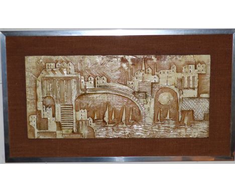 A modern ceramic wall plaque by Cyril Barnes