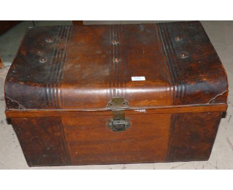 A 19th century tin travelling trunk