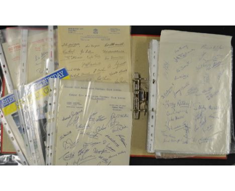 Collection of football club printed team autographs, most on club letter headings to include Portsmouth, Birmingham City, Wol