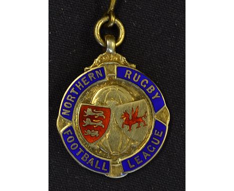 1959/60 Northern Rugby League runners-up medal - silver gilt and enamel medal won by Wakefield Trinity and engraved on the re