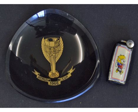 1966 World Cup Ashtray and Lighter the lighter (untested) decorated with World Cup Willie, the ashtray black with Trophy to c