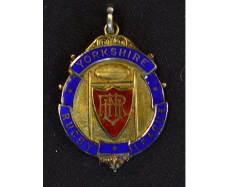 1959/60 Yorkshire Rugby League winners medal - silver gilt and enamel medal won by Wakefield Trinity  engraved on the reverse