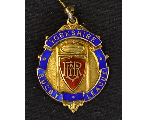 1961/62 Yorkshire Rugby League winners medal - silver gilt and enamel medal won by Wakefield Trinity  engraved on the reverse