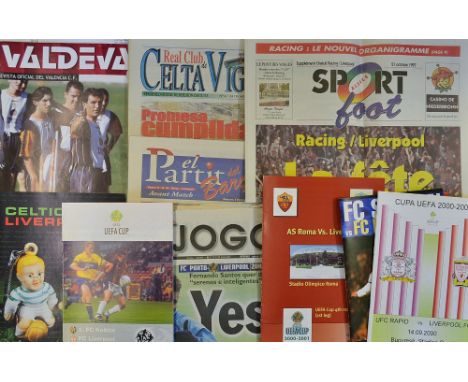 UEFA Cup 1997/1998 Liverpool away football programmes such as Celtic, Strasbourg, UEFA Cup 1998/1999 Kosice, Valencia (& team