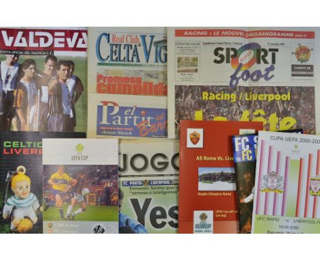 UEFA Cup 1997/1998 Liverpool away football programmes such as Celtic, Strasbourg, UEFA Cup 1998/1999 Kosice, Valencia (& team