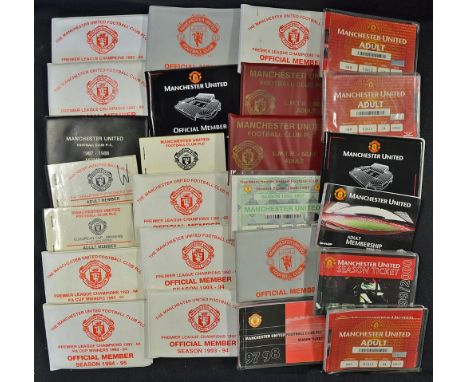 Collection of Manchester Utd season ticket/member season cards from 1987/1988 to 1999/2000, incomplete run and duplication no