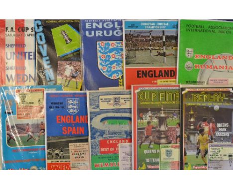 Assorted Football Programmes with Tickets 1960s Onwards to include England v 1963 Rest Of The World, 1967 Spain, 1969 Romania