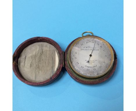 A Compensated Pocket Barometer, in fitted leather case, by C. W. Dixey