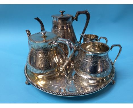 A silver plated tea service