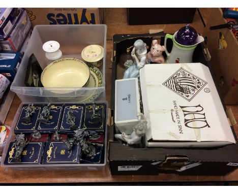 Three boxes of assorted including Royal Doulton, Myth and Magic etc.