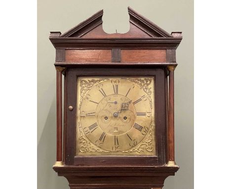 19TH CENTURY OAK LONGCASE CLOCK, by 'John Williams of Llansantffraid', with brass face, 8 day movement, weights and pendulum,