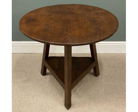 VINTAGE OAK CRICKET TABLE, 75 (h) x 91cms (diam.)Provenance: private collection Conwy