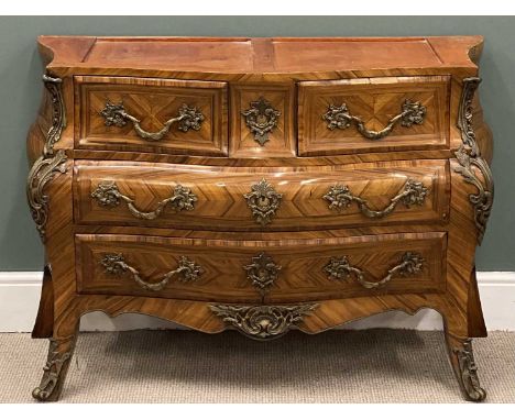 FRENCH KINGWOOD BOMBE COMMODE CHEST, late 19th / early 20th century, two short over two long drawers, 85 (h) x 128 (w) x 50cm