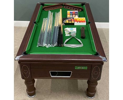 POOL/BILLIARDS TABLE in excellent condition, by Supreme Pool, slated bed, 85 (h) x 215 (w) x 123cms (d)Provenance: private co