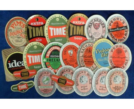 Beer labels, Robert Perry & Son Ltd, Rathdowney, India Pale Ale, Vintage Ale, India Pale Ale (2 different), E Smithwick & Son