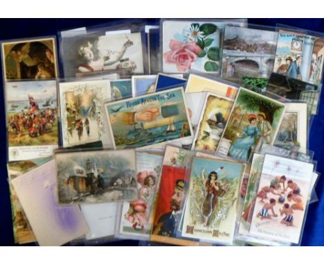 Postcards, mixed subject selection of approx. 80 cards inc. nudes (10, all French issues), hold-to-light, Harry Payne Defende